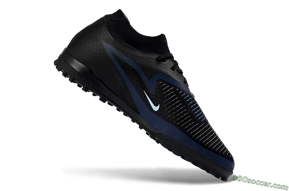 Nike Phantom 6 Elite High TF Artificial Turf Soccer Shoes - Black/Midnight Blue/Sky Blue 4