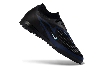 Nike Phantom 6 Elite High TF Artificial Turf Soccer Shoes - Black/Midnight Blue/Sky Blue