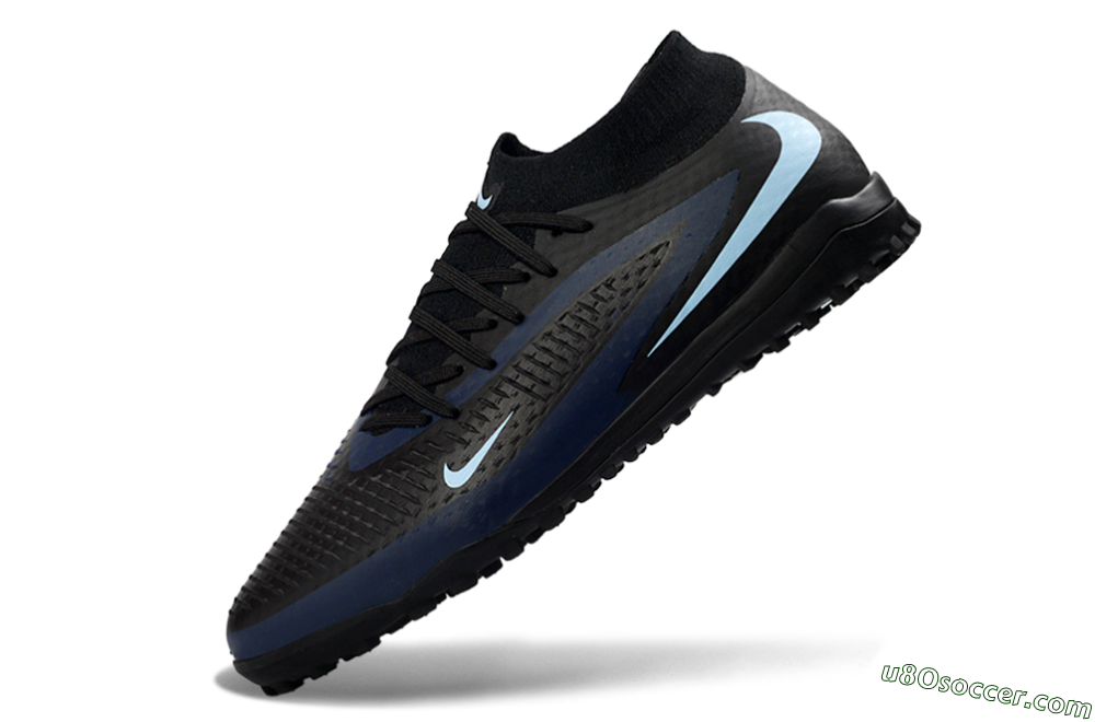 Nike Phantom 6 Elite High TF Artificial Turf Soccer Shoes - Black/Midnight Blue/Sky Blue 5