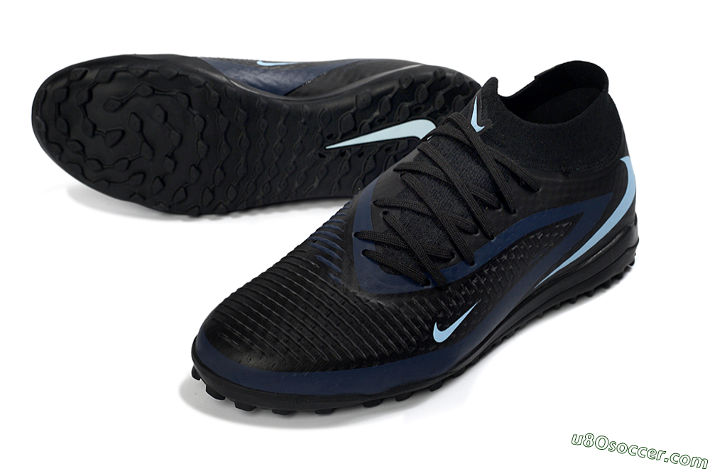 Nike Phantom 6 Elite High TF Artificial Turf Soccer Shoes - Black/Midnight Blue/Sky Blue 3