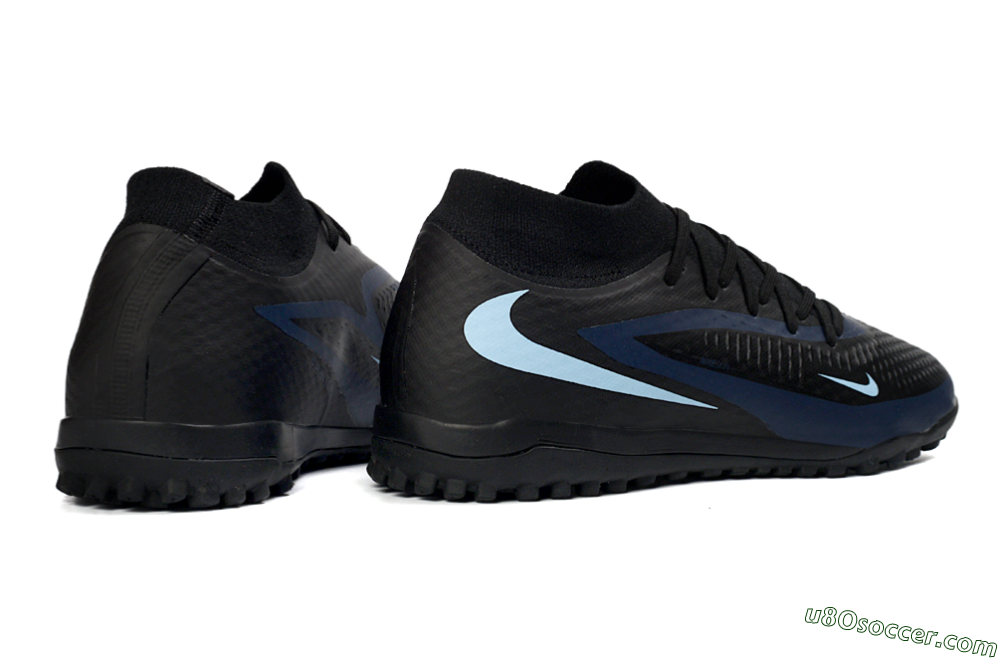 Nike Phantom 6 Elite High TF Artificial Turf Soccer Shoes - Black/Midnight Blue/Sky Blue 6