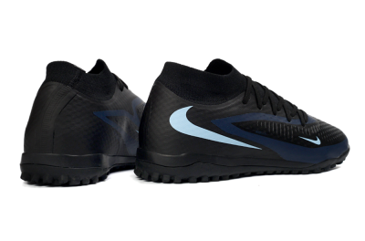 Nike Phantom 6 Elite High TF Artificial Turf Soccer Shoes - Black/Midnight Blue/Sky Blue