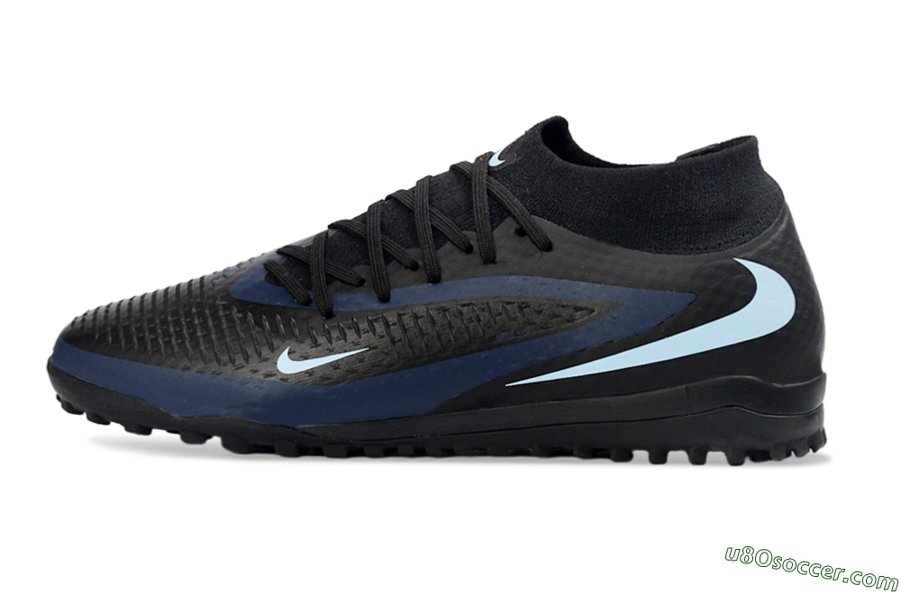Nike Phantom 6 Elite High TF Artificial Turf Soccer Shoes - Black/Midnight Blue/Sky Blue 2