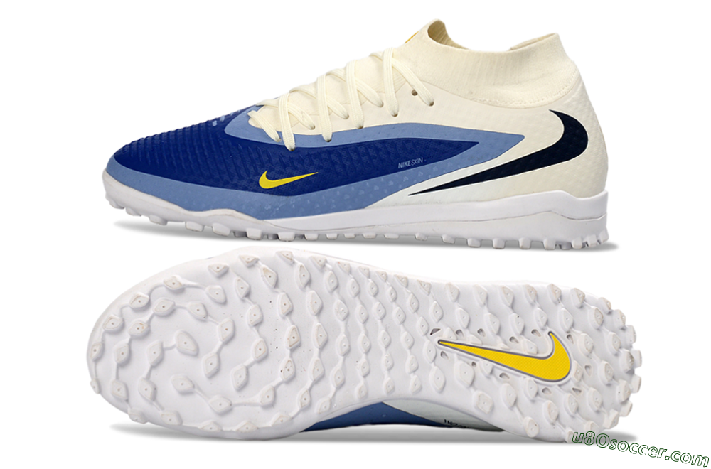 Nike Phantom 6 Elite High TF Artificial Turf Soccer Shoes - Blue/Midnight Blue/Light Sky Blue 0