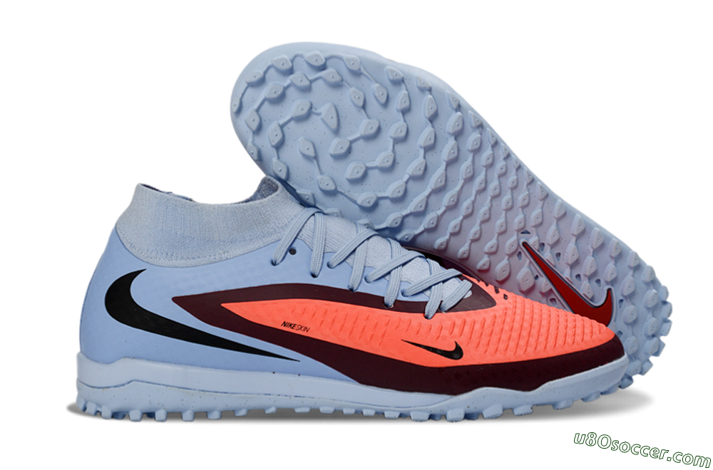 Nike Phantom 6 Elite High TF Artificial Turf Soccer Shoes - Blue/Coral Burst/Sleek Navy 1