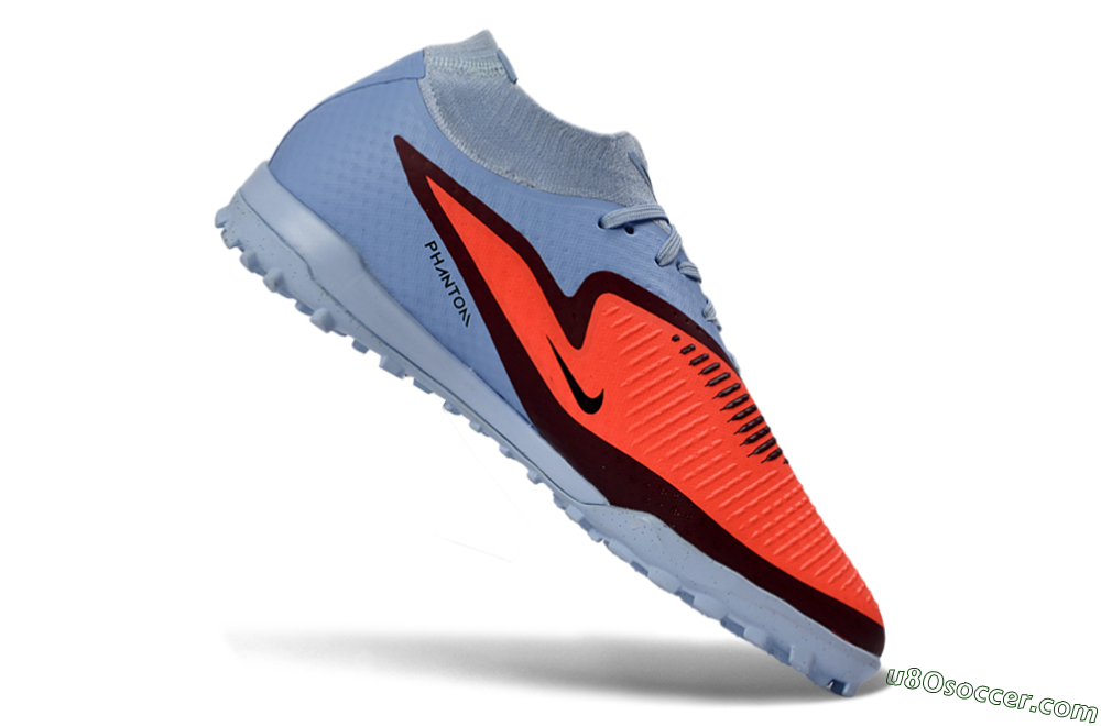 Nike Phantom 6 Elite High TF Artificial Turf Soccer Shoes - Blue/Coral Burst/Sleek Navy 4