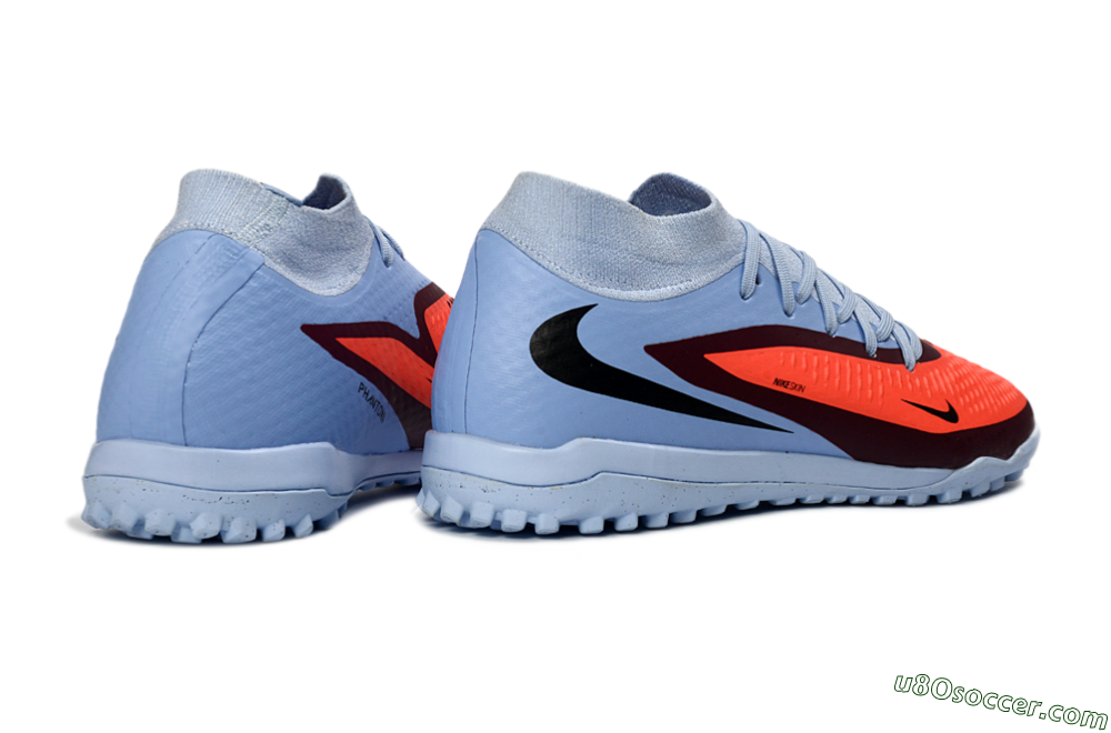 Nike Phantom 6 Elite High TF Artificial Turf Soccer Shoes - Blue/Coral Burst/Sleek Navy 6