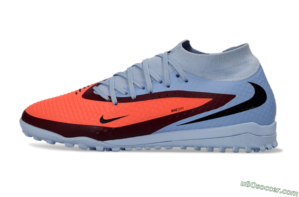 Nike Phantom 6 Elite High TF Artificial Turf Soccer Shoes - Blue/Coral Burst/Sleek Navy 2