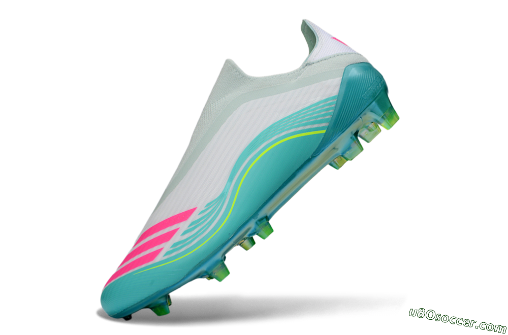 Adidas F50 Elite Laceless FG Firm Ground Soccer Cleats - Aqua/Neon Green/Pink 5