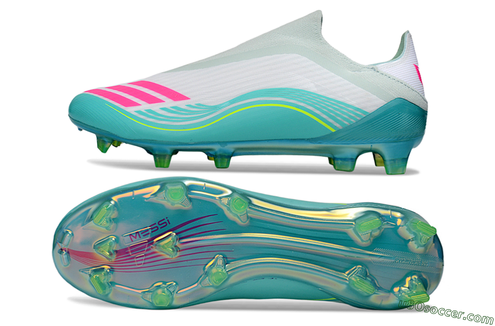 Adidas F50 Elite Laceless FG Firm Ground Soccer Cleats - Aqua/Neon Green/Pink 0