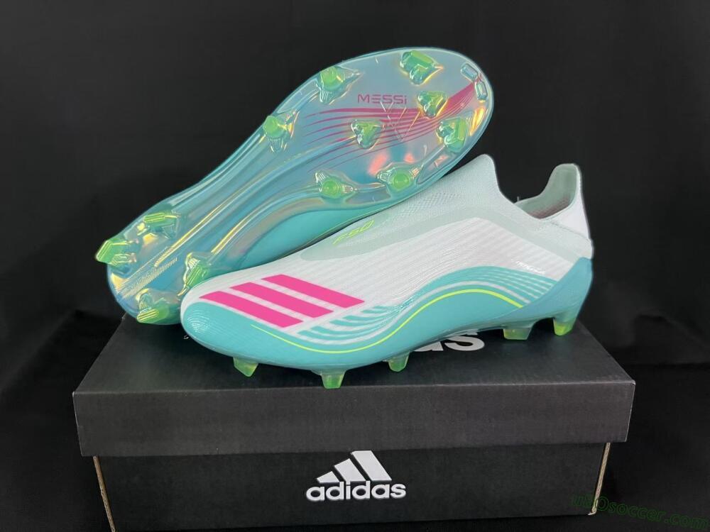 Adidas F50 Elite Laceless FG Firm Ground Soccer Cleats - Aqua/Neon Green/Pink