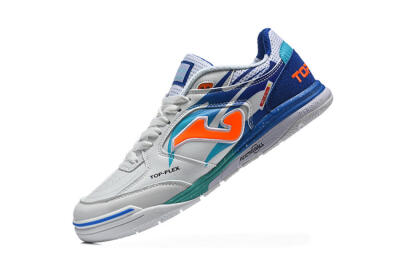 Joma Top Flex IC Indoor & Futsal Soccer Shoes - White/Bright Blue/Orange