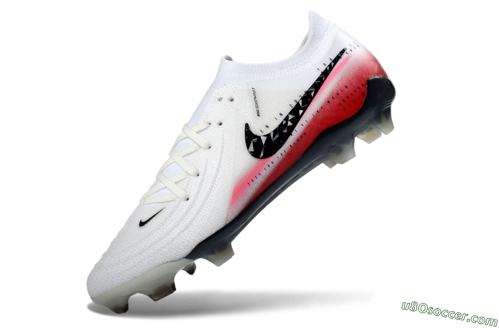 Nike Phantom GX 2 Elite FG Firm Ground Soccer Cleats - White/Crimson Red/Steel Grey 5