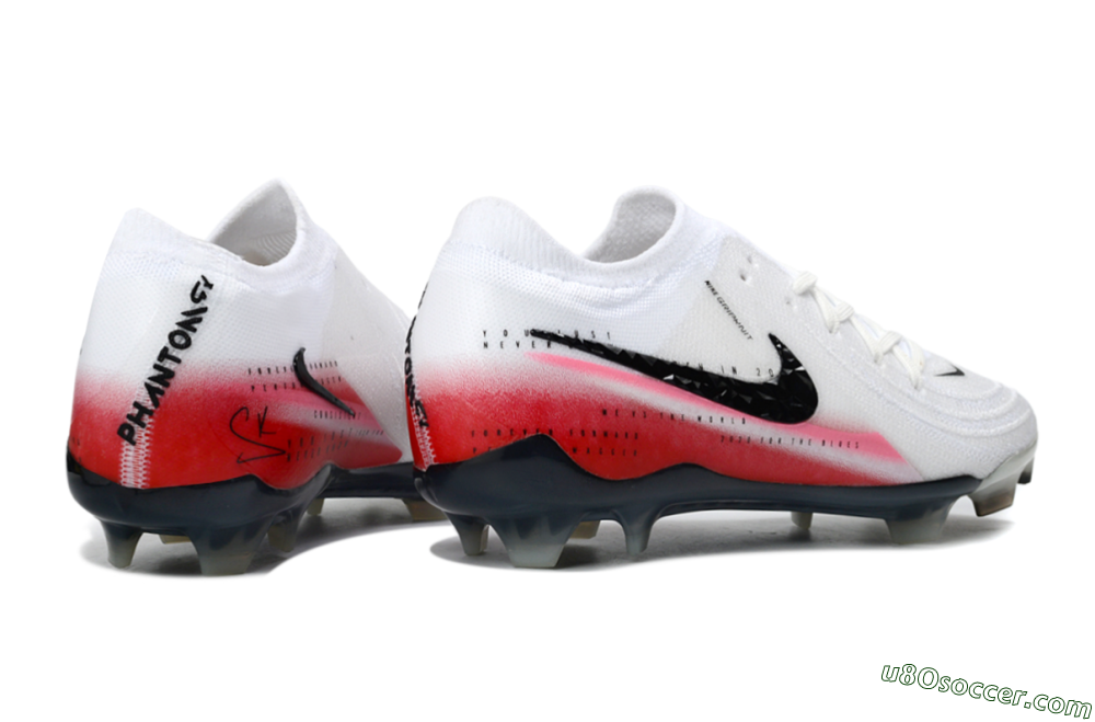 Nike Phantom GX 2 Elite FG Firm Ground Soccer Cleats - White/Crimson Red/Steel Grey 6