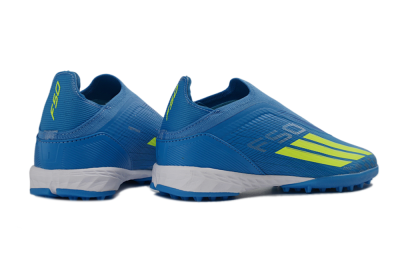 Adidas F50 Elite Laceless TF Artificial Turf Soccer Shoes - Blue/Electric Blue/Lime Green