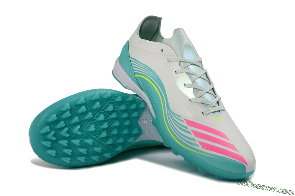 Adidas F50 Pro TF Artificial Turf Soccer Shoes - Aqua/Neon Pink/Sunshine Yellow 4