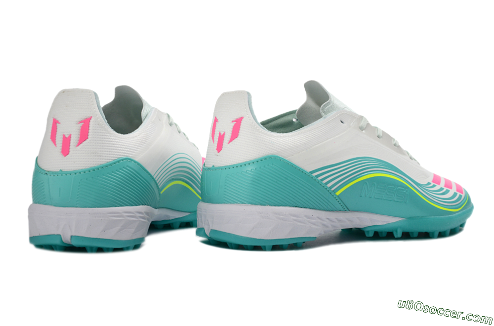 Adidas F50 Pro TF Artificial Turf Soccer Shoes - Aqua/Neon Pink/Sunshine Yellow 7