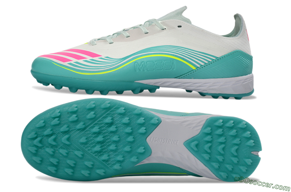 Adidas F50 Pro TF Artificial Turf Soccer Shoes - Aqua/Neon Pink/Sunshine Yellow 0