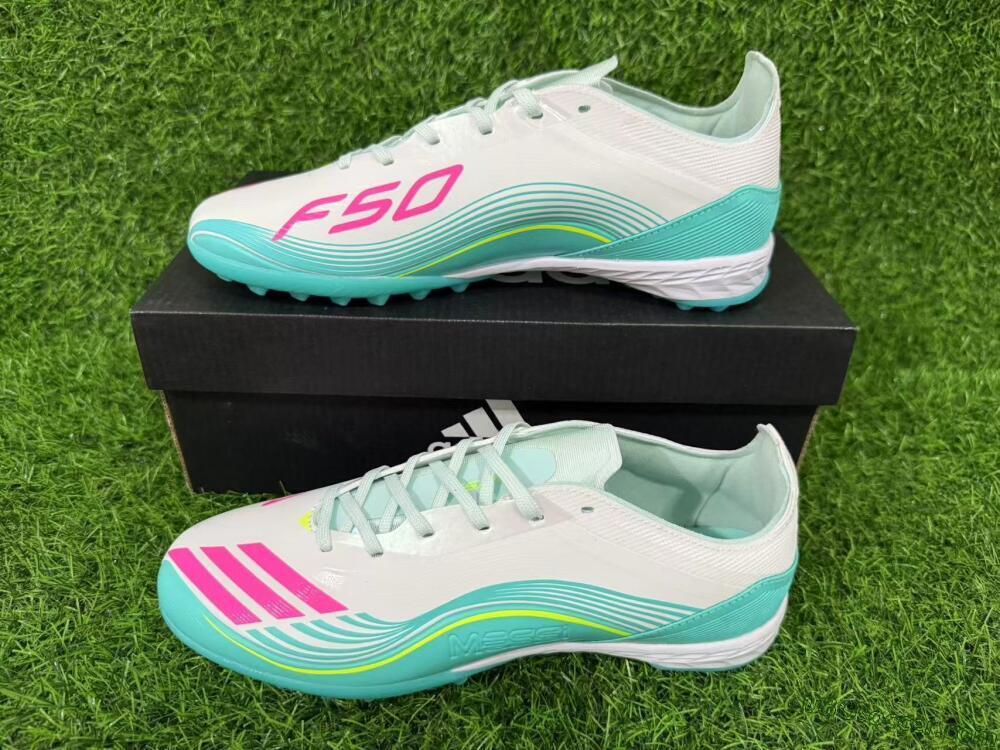 Adidas F50 Pro TF Artificial Turf Soccer Shoes - Aqua/Neon Pink/Sunshine Yellow