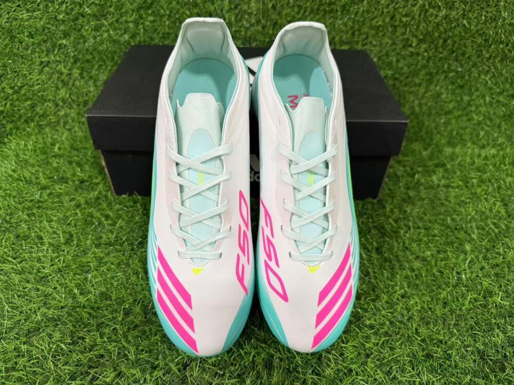 Adidas F50 Pro TF Artificial Turf Soccer Shoes - Aqua/Neon Pink/Sunshine Yellow