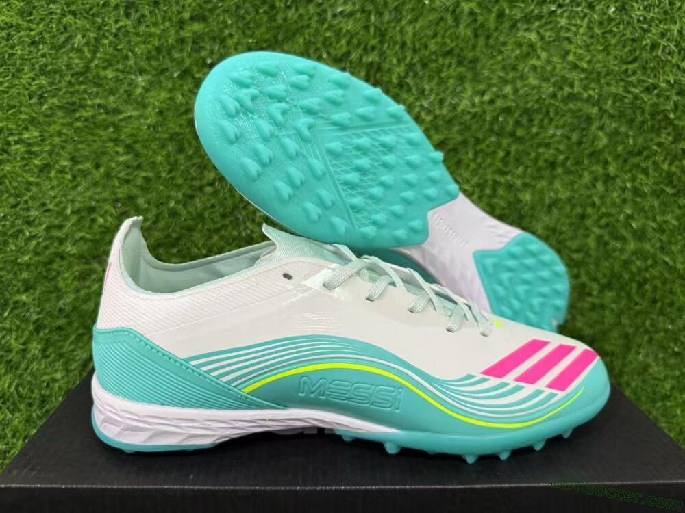 Adidas F50 Pro TF Artificial Turf Soccer Shoes - Aqua/Neon Pink/Sunshine Yellow