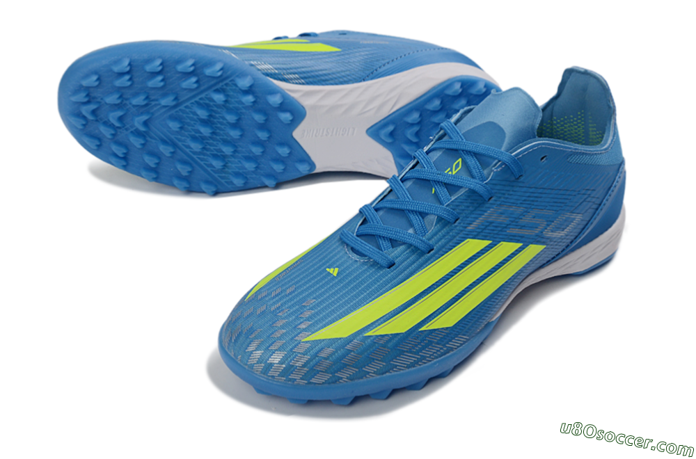 Adidas F50 Pro TF Artificial Turf Soccer Shoes - Blue/Neon Green/Light Blue 3