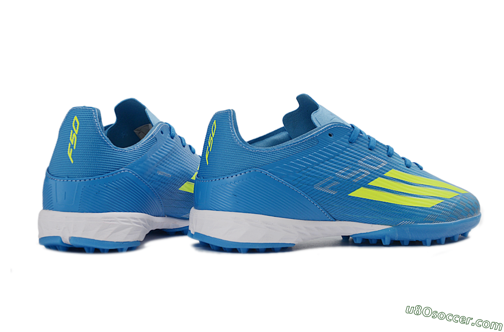 Adidas F50 Pro TF Artificial Turf Soccer Shoes - Blue/Neon Green/Light Blue 7