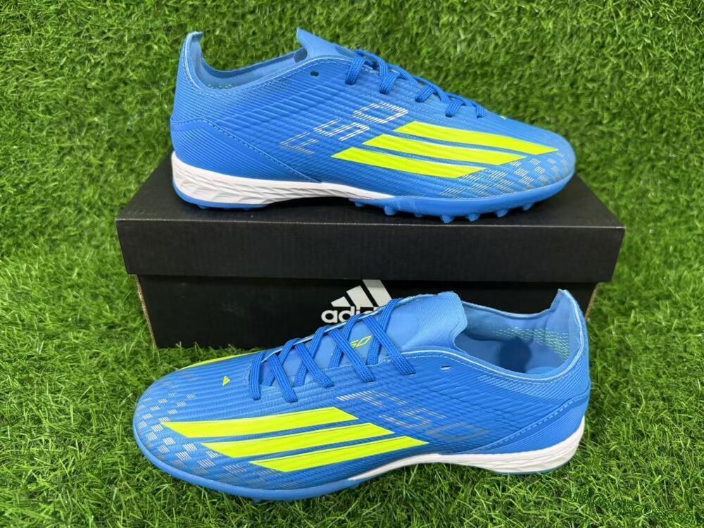 Adidas F50 Pro TF Artificial Turf Soccer Shoes - Blue/Neon Green/Light Blue