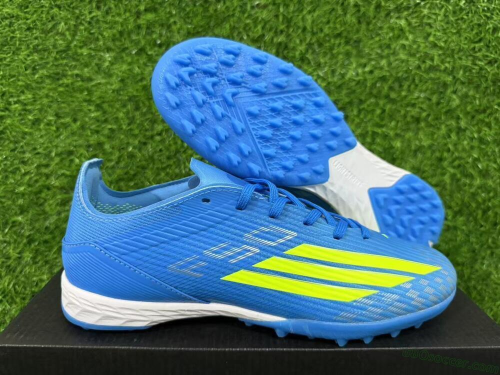 Adidas F50 Pro TF Artificial Turf Soccer Shoes - Blue/Neon Green/Light Blue