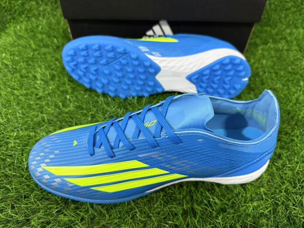 Adidas F50 Pro TF Artificial Turf Soccer Shoes - Blue/Neon Green/Light Blue