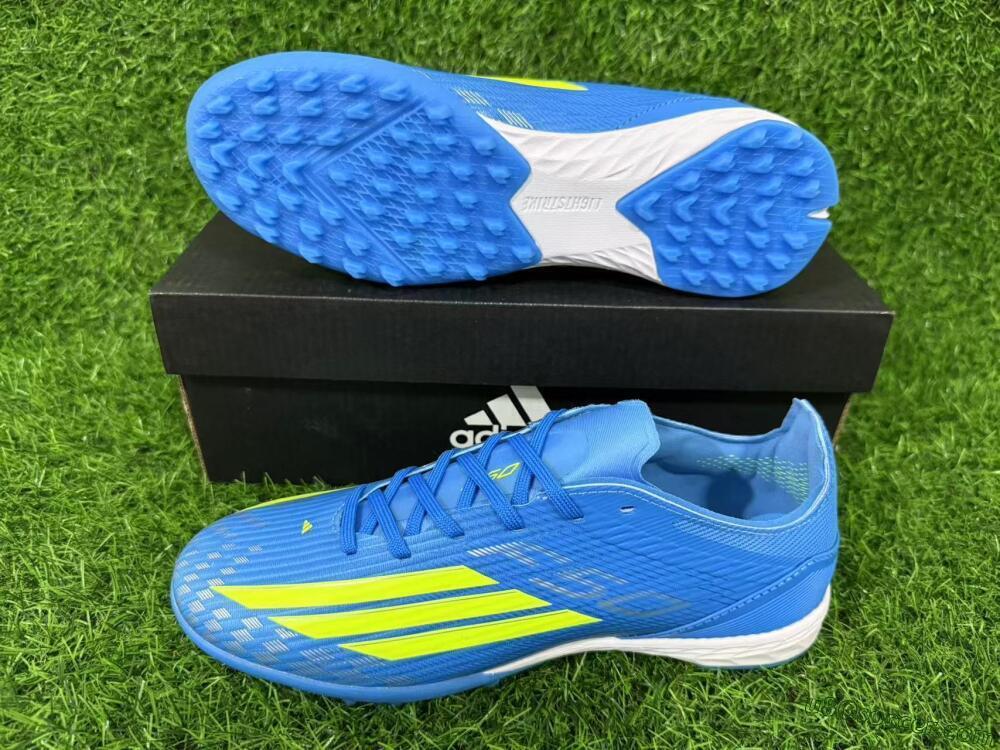 Adidas F50 Pro TF Artificial Turf Soccer Shoes - Blue/Neon Green/Light Blue