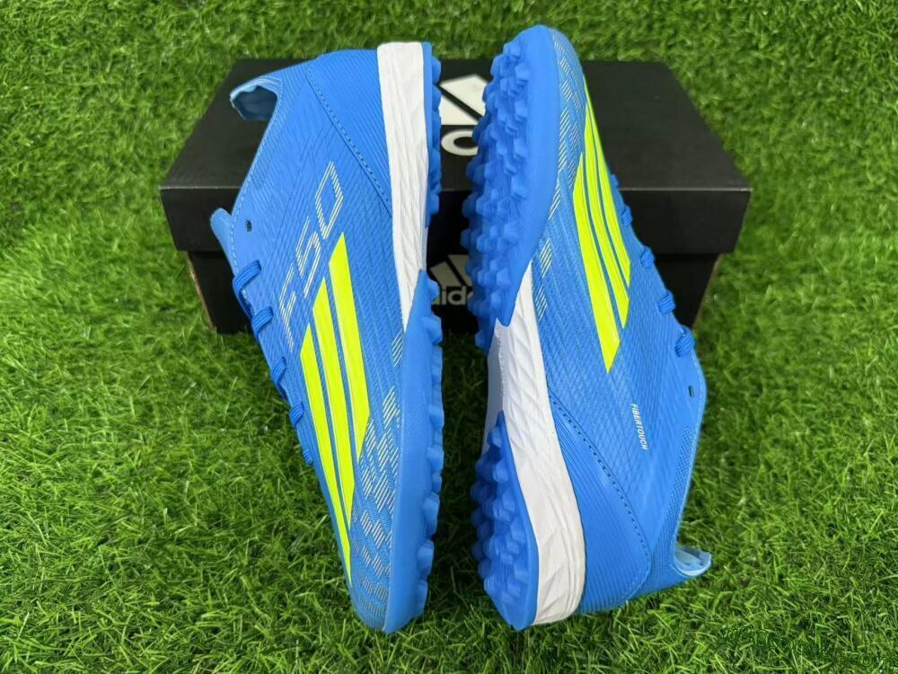 Adidas F50 Pro TF Artificial Turf Soccer Shoes - Blue/Neon Green/Light Blue