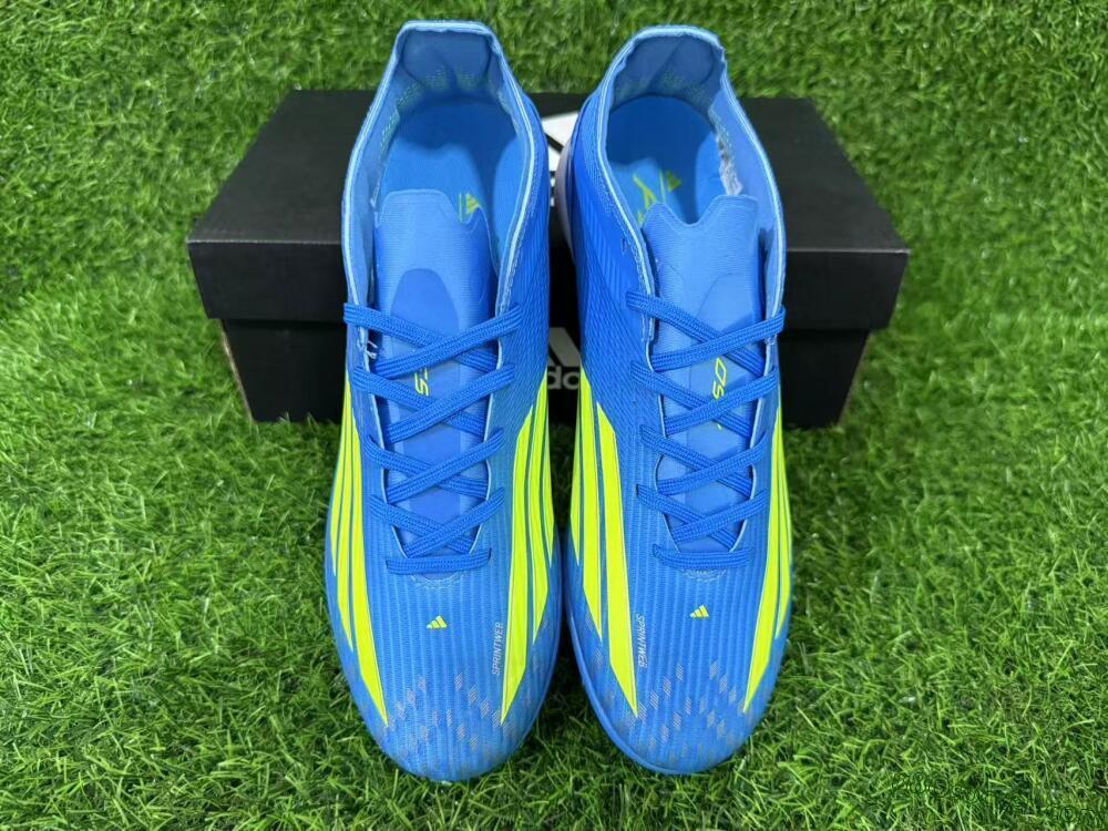 Adidas F50 Pro TF Artificial Turf Soccer Shoes - Blue/Neon Green/Light Blue