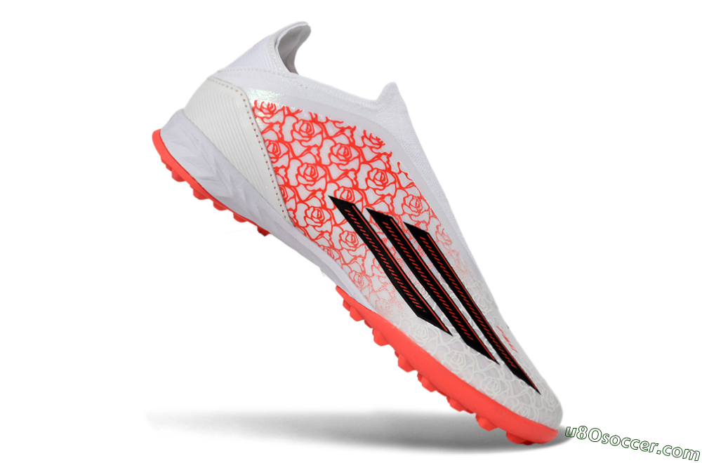 Adidas F50 Elite Laceless TF Artificial Turf Soccer Shoes - White/Coral Red/Silver 5