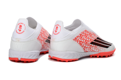 Adidas F50 Elite Laceless TF Artificial Turf Soccer Shoes - White/Coral Red/Silver