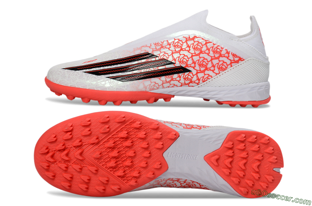 Adidas F50 Elite Laceless TF Artificial Turf Soccer Shoes - White/Coral Red/Silver 0