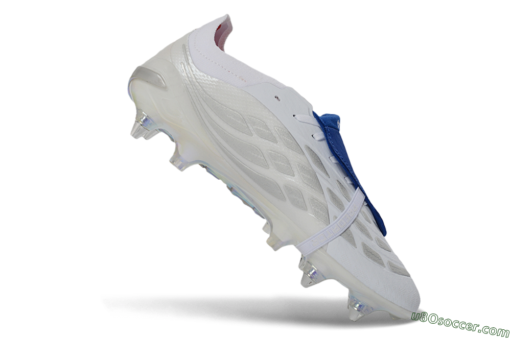 Adidas Predator 26 Elite Fold-Over Tongue SG Soft Ground Soccer Cleats - White/Electric Blue/Iridescent 4