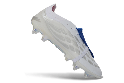 Adidas Predator 26 Elite Fold-Over Tongue SG Soft Ground Soccer Cleats - White/Electric Blue/Iridescent