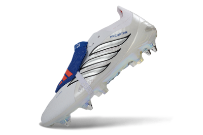 Adidas Predator 26 Elite Fold-Over Tongue SG Soft Ground Soccer Cleats - White/Electric Blue/Iridescent