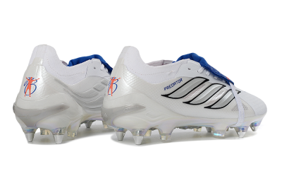 Adidas Predator 26 Elite Fold-Over Tongue SG Soft Ground Soccer Cleats - White/Electric Blue/Iridescent