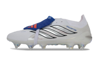 Adidas Predator 26 Elite Fold-Over Tongue SG Soft Ground Soccer Cleats - White/Electric Blue/Iridescent