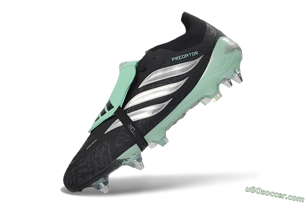 Adidas Predator 26 Elite Fold-Over Tongue SG Soft Ground Soccer Cleats - Black/Mint Green/Silver 5
