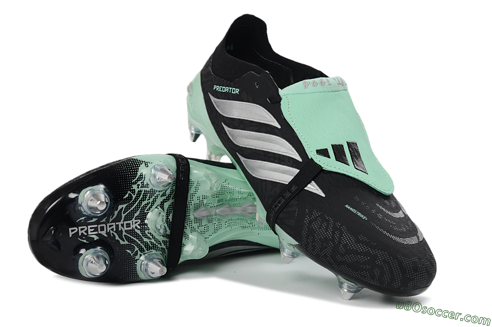 Adidas Predator 26 Elite Fold-Over Tongue SG Soft Ground Soccer Cleats - Black/Mint Green/Silver 3
