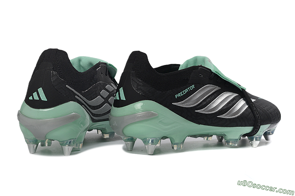 Adidas Predator 26 Elite Fold-Over Tongue SG Soft Ground Soccer Cleats - Black/Mint Green/Silver 6