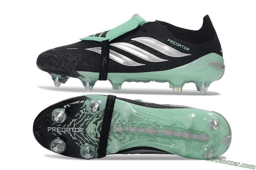 Adidas Predator 26 Elite Fold-Over Tongue SG Soft Ground Soccer Cleats - Black/Mint Green/Silver 0