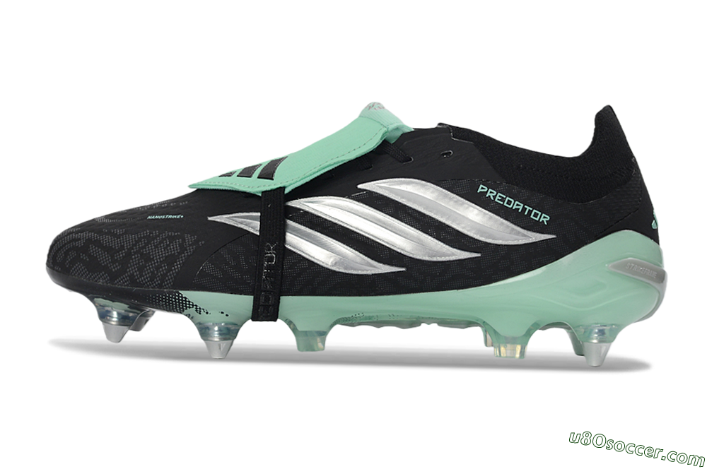 Adidas Predator 26 Elite Fold-Over Tongue SG Soft Ground Soccer Cleats - Black/Mint Green/Silver 2