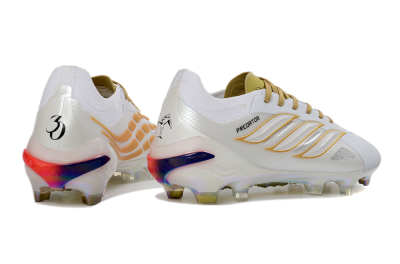 Adidas Predator 26 Elite FG Firm Ground Soccer Cleats - White/Metallic Gold/Iridescent Neon
