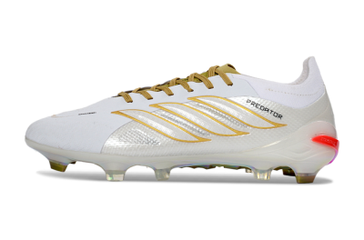 Adidas Predator 26 Elite FG Firm Ground Soccer Cleats - White/Metallic Gold/Iridescent Neon