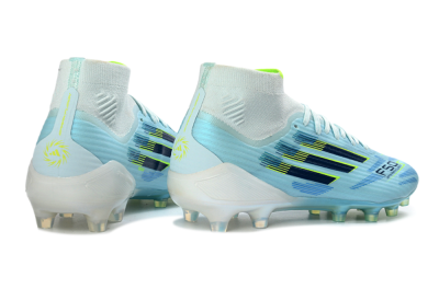 Adidas F50 Elite Mid AG Artificial Grass Soccer Cleats - Blue/Electric Blue/Neon Yellow