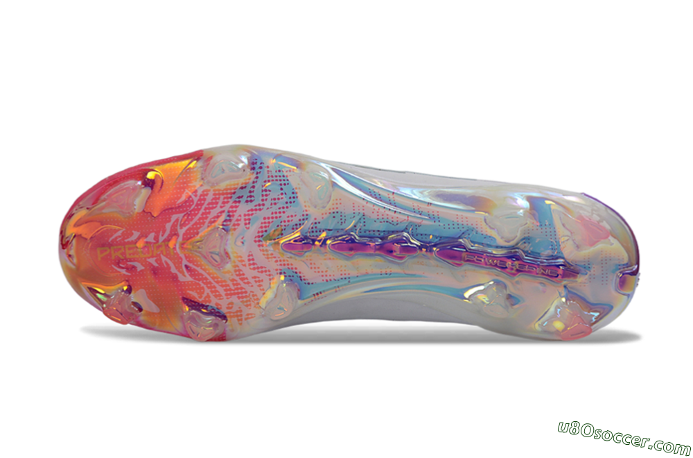 Adidas Predator 26 Elite FG Firm Ground Soccer Cleats - White/Iridescent Pink/Iridescent Blue 6